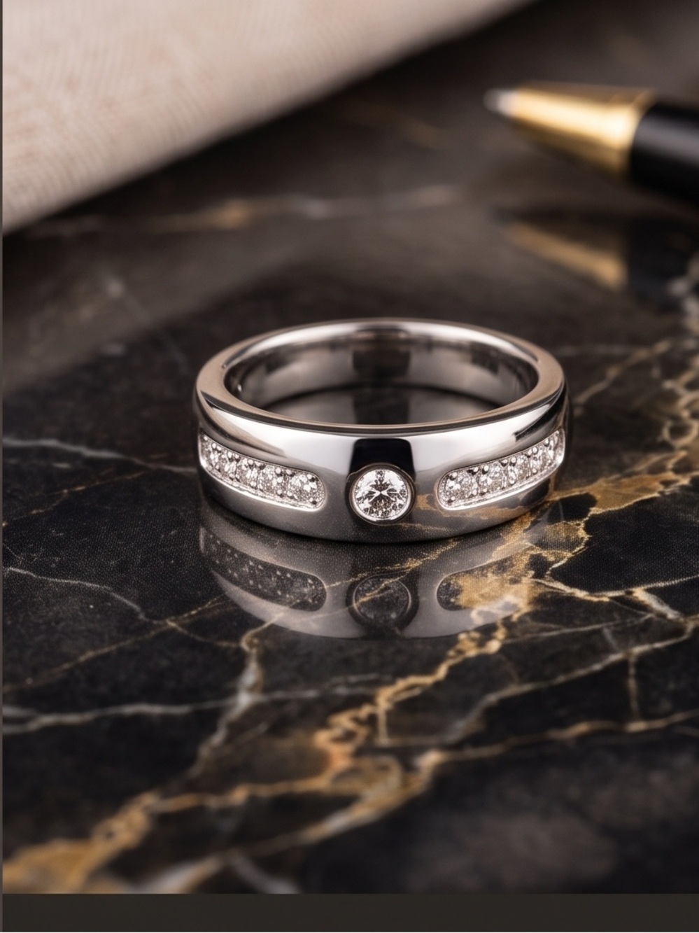 Moissanite 925 silver men’s band 1 CTW